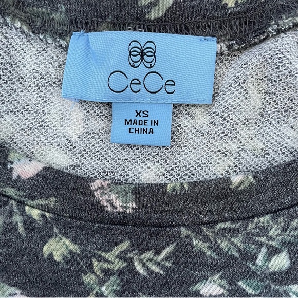 CeCe Crew Neck Floral Puff Sleeve Raglan Top NWT - Picture 11 of 14